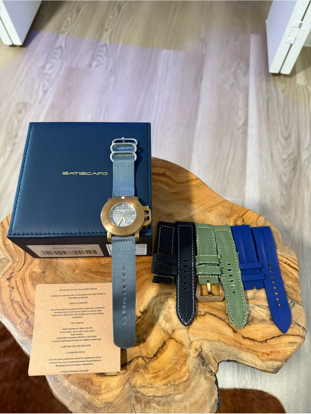 Batiscafo Bronze Dive with  Meteorite Dial Limited Edition Strap